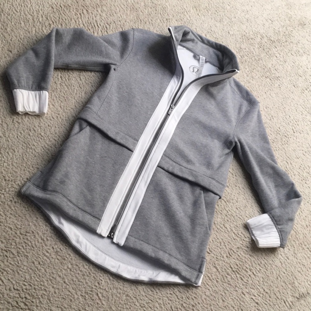 LULULEMON/“ON REPEAT”HEATHER GRAY FRONT ZIP SWEATSHIRT/NEW